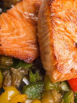 Salmon Teriyaki over vegetables