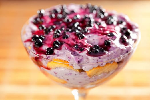 Blueberry tiramisu in a glass
