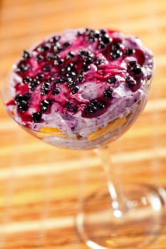 Blueberry tiramisu in a glass