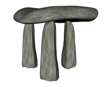Dolmen stone isolated in white background - 3Drender