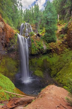 Falls Creek Falls Lower and Middle Tier at Gifford Pinchot National Forest in Washington State