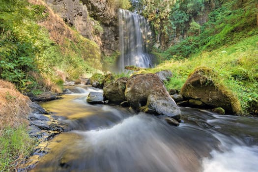 Upper Bridal Veil Falls in Columbia River Gorge National Scenic Area Oregon during Summer Afternoon