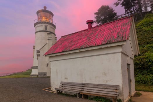 Heceta Head Lighthouse at Oregon Coast during Sunset