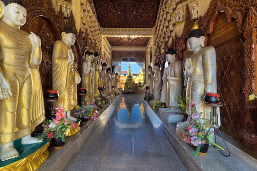 Burmese Buddhist Temple Interior in Penang Malaysia