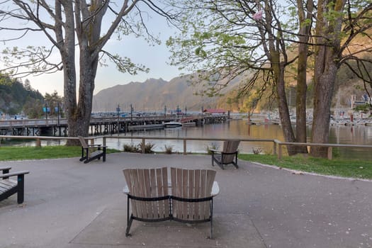 Park Bench Chairs at Horseshoe Bay British Columbia during Sunset