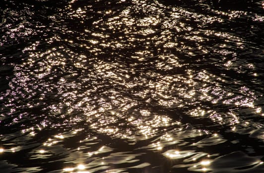 Light from the sun on a black water for background