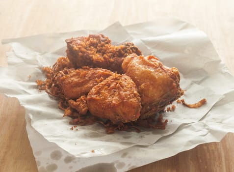 Hot Meat Dishes - Fried Chicken On Wooden Background