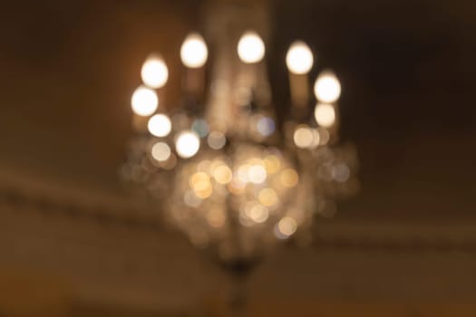 Hanging Chandelier Lights Blurred Defocused Bokeh Background