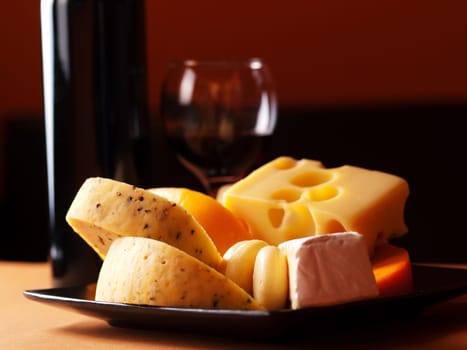 Various cheese still life close up