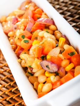 Venetian beans served, close up
