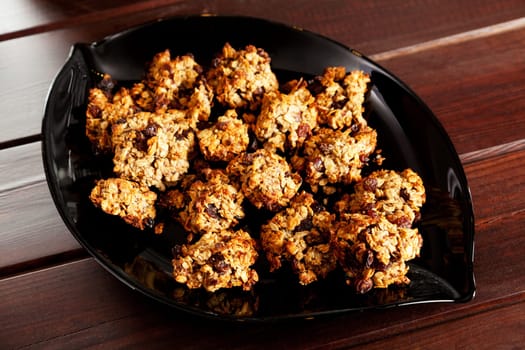 Homemade musli cookies with cereal and dried fruits
