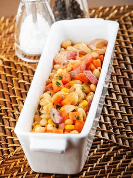 Venetian beans served, close up