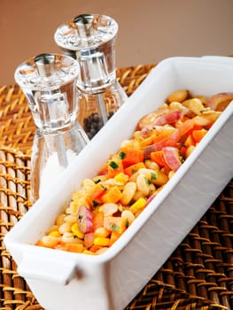 Venetian beans served, close up