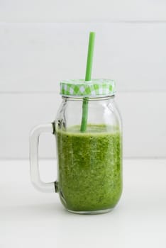 Green smoothie in glass