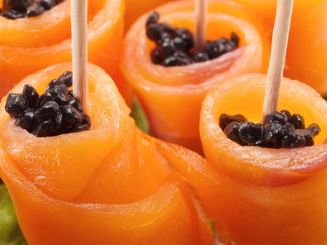 Salmon Rolls with Caviar