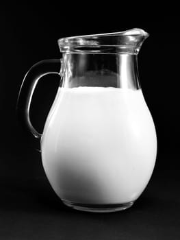 Milk Jug on Isolated on Black, close up