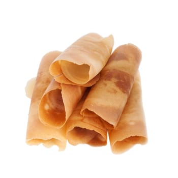 Burrito pancake asia style, Isolated on white background, Clipping path