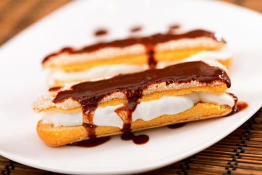 Stuffed Biscotti with mascarpone cheese and chocolate topping