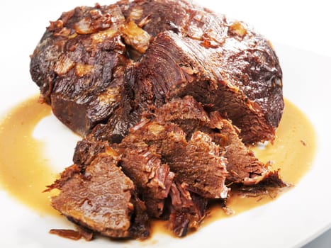 Beef stewed in cream and coffee for two hours