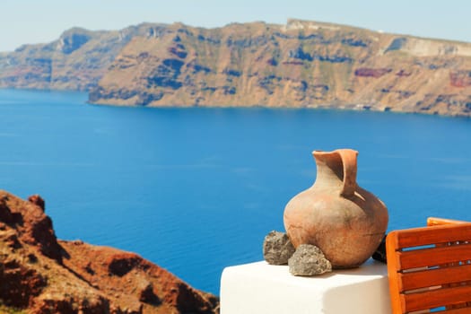 A perfect view of the volcano in Oia, Santorini