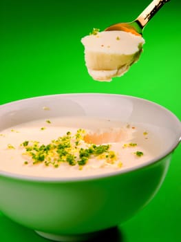 Vanilla cream, one portion, close up