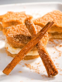 Homemade cinnamon cookies in a white plate