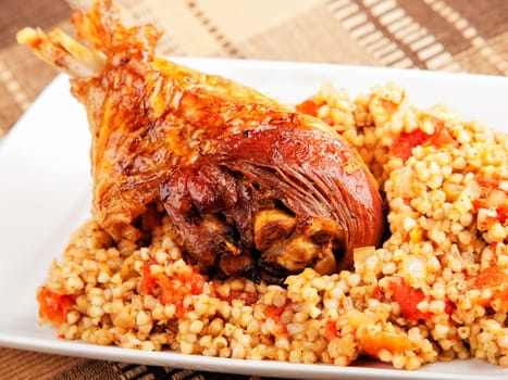 Turkey with buckwheat and tomatos