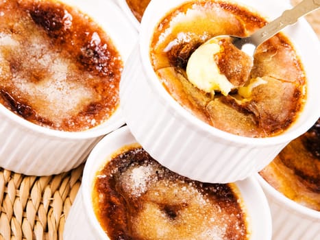 Creme Brulee, one portion, close up