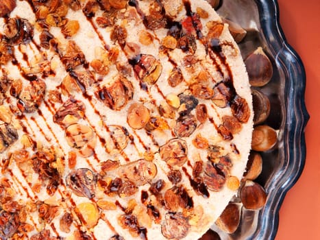 Chestnut and raisins tiramisu - prepared like standard tiramisu with the addition of pureed boiled chestnuts and raisins to the cream