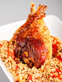 Turkey with buckwheat and tomatos