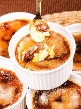 Creme Brulee, one portion, close up