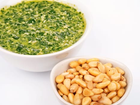 Pesto sauce isolated on white