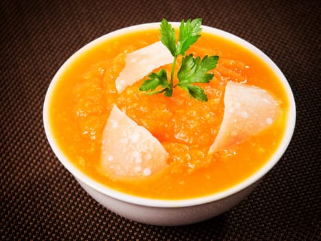 Carrot puree with parmesan cheese
