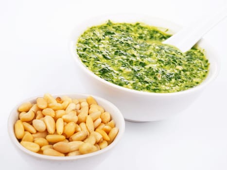 Pesto sauce isolated on white