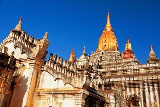 Ananda temple over blue sky in sunny day, Bagan, Myanmar