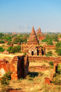 Pagodas in Bagan, Myanmar - valley with more than 2000 ancient pagodas