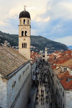 Stradun and Franciscan monastery in Dubrovnik