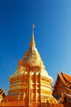 Wat Phrathat Doi Suthep is a Theravada Buddhist temple in Chiang Mai Province, Thailand. The temple is often referred to as Doi Suthep although this is actually the name of the mountain it is located on. The temple is located 15 km from the city of Chiang Mai and is a sacred site to many Thai people.