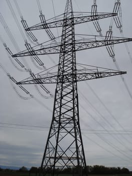 High-voltage line with masts