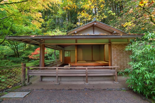 Tea House at Portland Japanese Garden in Autumn