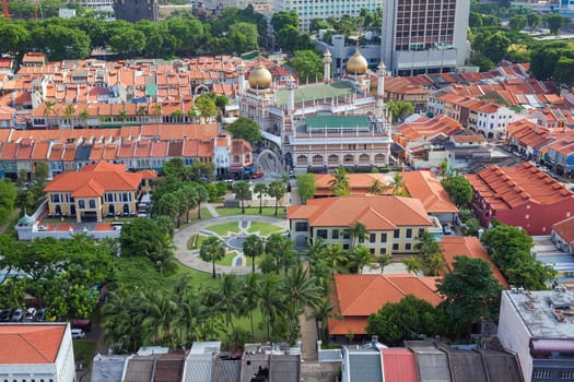 Kampong Glam with Malay Heritage Center and Sultan Mosque Aerial View