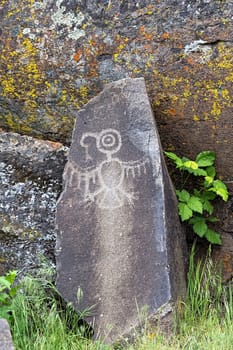 Native Anerican Indians Thuunderbird Petrogylph on Rock Artwork at Horsethief Lake Washington