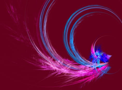 Abstract design made of fractal textures on dark red background