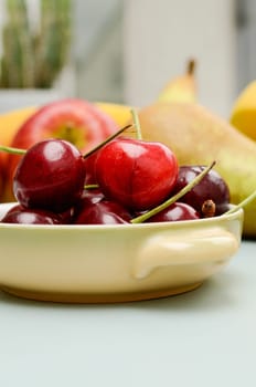 Sweet cherries in a kitchen