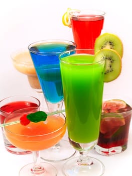 A lot of cocktails together isolated on white