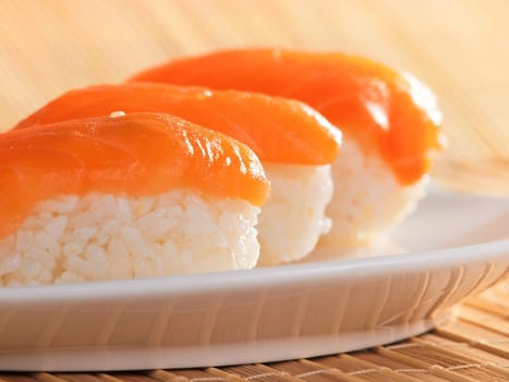 Nigiri sushi with salmon