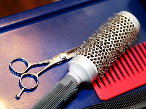 Hair Studio Stuff - hair brushes, haircutting scissors, hair straightener