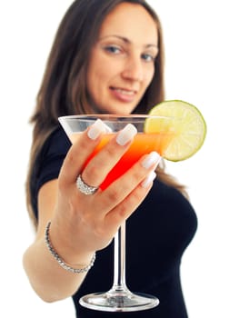 Woman enjoying exotic drink