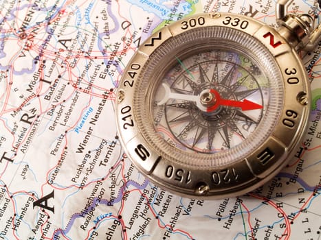 Compass on a map