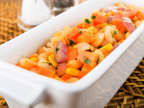 Venetian beans served, close up
